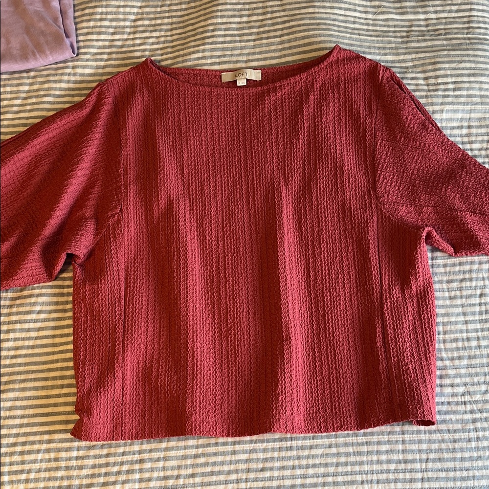 LOFT Rich Red Textured Blouse